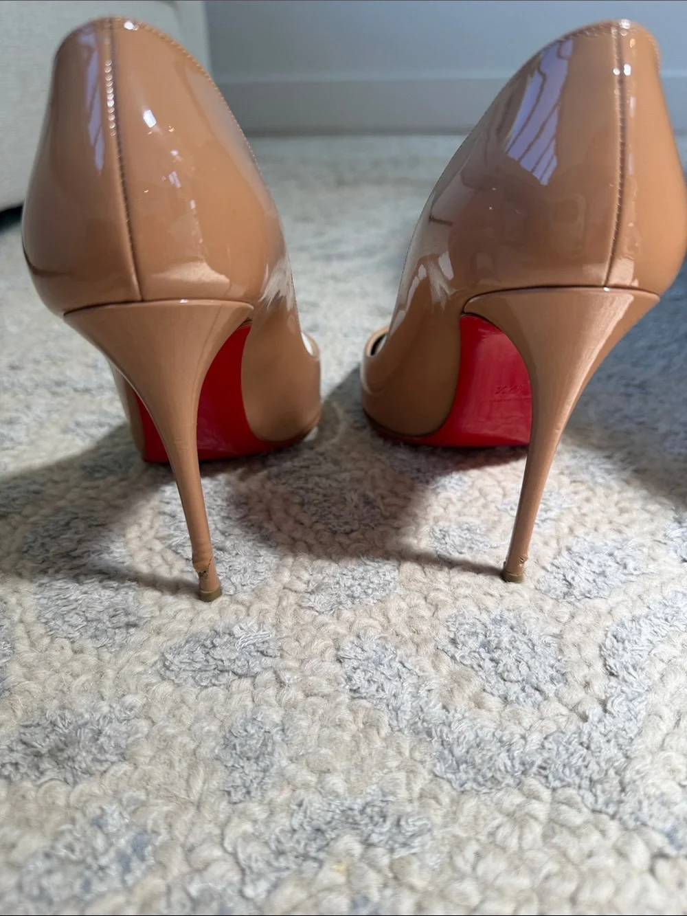 Christian Louboutin Nude Patent Pointed Pumps